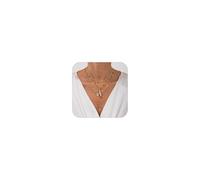 Gold Cross Necklace for Women Pearl Cross Pendant Necklace Crystal Layered Chain Necklace Set Dainty Long Necklaces Fashion Jewelry, One size, Metal, No Gemstone