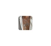 Gold Cross Pendant Necklace for Women Pearl Cross Chunky Necklace Set Crystal Layered Chain Necklace Dainty Party Jewelry, One size, Metal, No Gemstone