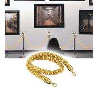 Gold Crowd Control Stanchion Rope - Braided Nylon Barrier with Snap Hooks for Event Management(150cm)