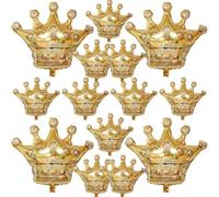 Gold Crown Balloon,14Pcs Gold Foil Crown Balloons,27Inch and 12Inch Helium Polyester Film Balloons for Princess Birthday Wedding Party Decorations
