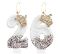 Gold Crown Birthday Candles, Number 26 Candle for Cake, Gold Candles, Happy 26 Birthday Candle, White Swan Cake Candles Cake Topper for Girls Women 26th Birthday Party Decorations Wedding Anniversary