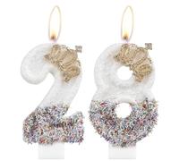 Gold Crown Birthday Candles, Number 28 Candle for Cake, Gold Candles, Happy 28 Birthday Candle, White Swan Cake Candles Cake Topper for Girls Women 28th Birthday Party Decorations Wedding Anniversary