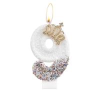 Gold Crown Birthday Candles, Number 9 Candles for Cake, Gold Candles, Happy 9th Birthday Candle, White Swan Cake Candles Cake Topper for Girls Women 9th Birthday Party Decorations Wedding Anniversary