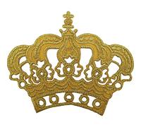 Gold Crown Patch Embroidered Iron/Sew On King Queen Fancy Dress Costume Badge