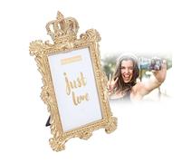 Gold Crown Photo Frame 7 Inch Resin Photo Frame Luxury Style Baroque Picture Frame Home Decor Gift,with Practical Hook,For Portrait or Landscape Photos