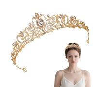 Gold Crown Tiara, Gold Princess Crown Jewelry Rhinestone Headband Princess Crown Elegant Queen Crown Quinceanera Royal Bridal Jewelry Rhinestone Headbands for Wedding, Bridal, Proms, Pageants, Birthda