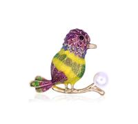 Gold Crystal Animal Brooches for Womne Elegant Rhinestone Enamel Parrot Brooch Pins Fashion Jewelry Accessories for Women Gift