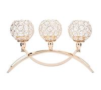 Gold Crystal Candle Holders, 3 Arms Candlesticks Holder Tealight Candlestick Candelabra Stand for Table Centerpiece Party