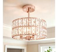 Gold Crystal Ceiling Lights Fixture 3-Lights, Round Modern Semi Flush Mount