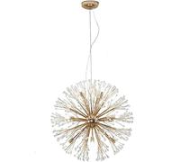 Gold Crystal Chandelier Linear Round Hanging Fireworks Pendant Light, LED Chandelier