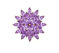 Gold Crystal Flower Brooch Multi Layer Rhinestone Floral Lapel Pin Decorative Brooch Accessory for Suit Coat Shawl Scarf, L, Crystal, no gemstone