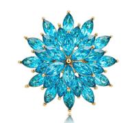 Gold Crystal Flower Brooch Multi Layer Rhinestone Floral Lapel Pin Decorative Brooch Accessory for Suit Coat Shawl Scarf, L, Crystal, no gemstone