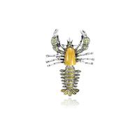 Gold Crystal Goldfish Tropical Fish Lobster Brooches for Womne Elegant Enamel Rhinestone Pearl Oceano Animal Brooch Pins Fashion Jewelry Brooch pin Accessories for Women Men Gift, M, Metal, crystal