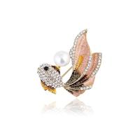Gold Crystal Goldfish Tropical Fish Lobster Brooches for Womne Elegant Enamel Rhinestone Pearl Oceano Animal Brooch Pins Fashion Jewelry Brooch pin Accessories for Women Men Gift, M, Metal, crystal