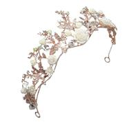 Gold Crystal Rhinestone Crown Headband Alloy Tiara Hair Ornament | Handmade Decorative Accessory, Birthday and Costume Party Wear, Understated Luxury with Elegant, Chic Finish Graduation