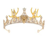 Gold Crystal Tiara Fairy Crown for Women - Antlers Headpiece Fancy Dress Party Prom, Royal Rhinestone King Queen Headwear Halloween Costume Accessory for Men Women