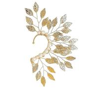 Gold Cuff Earrings for Women, Gold Ear Cuff, Single Left Elf Ear Cuffs, Non Piercing Jewelry, Vintage Leaf and Beads Earrings for Women