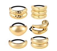 Gold Cuff Scrunchie - 6 Pieces Elastic Cuffs for Ponytail | Damage-Free Hair Elastics for Women Ladies Ballerinas Artists Birthday Gym Dating Yoga Class School
