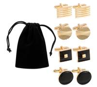 Gold Cufflinks for Men, 4 Pairs Elegant Cuff Links Mens Set, Wedding Cufflinks and Groom Accessories, Best Man Gift for Business Professionals and Formal Events