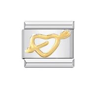 Gold Cupid Arrow Love You Heart Silver Italian 9mm Link Stainless Steel Bracelet Charm Compatible With Nomination 9mm Bracelet