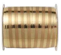 Gold Curling Ribbon with matt & Shiny Stripes 10mm x 2 Metres Cut from Roll