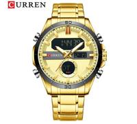 (gold) Curren Men Designer Watches Luxury Watch Brand Sport Digital Wristwatches Multifunctional Electronic Clock Male Blue 8384