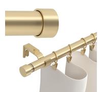 Gold Curtain Rods 160 inch, Extra Long Curtain Rod for Windows 120-160 inch, 1 inch Heavy Duty Drapery Rod for Outdoor Patio, Living Room, Bedroom, Modern Adjustable Curtain Pole 10-13ft