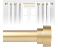 Gold Curtain Rods for Windows 66 to 120 Inch(5.5-10ft), 1 Inch Diameter Heavy Duty Curtain Rods, Adjustable Curtains Rod, Modern Decorative Drapery Rod, 30-120" Brass Gold