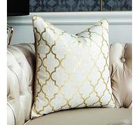 Gold Cushion Cover Decorative Square Unique Gold Pillow Cases Home Decor for Sofa Outdoor Bedroom living room Terrace Chair With Invisible Zipper 45 x 45 cm 18 x 18 Inch (cream)