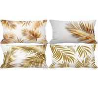 Gold Cushion Covers 40 x 70 Northern Europe Outdoor Cushions Waterproof Linen Set of 4 Rectangle Decorative Pillows with Smooth Invisible Zip for Livingroom Summer Outdoor Patio Garden Decor 9y-33
