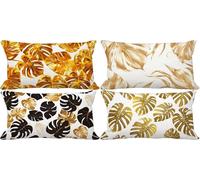 Gold Cushion Covers 50 x 70 Northern Europe Outdoor Cushions Soft Set of 4 Rectangle Decorative Pillows with Smooth Invisible Zip for Livingroom Summer Outdoor Patio Garden Home Decor Gifts 6h-271
