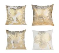 Gold Cushion Covers - Set of 4 Gold Cushion Covers 45 X 45, Christmas Cushion Covers , Sofa Pillow Covers, Gold Stamping Leaves Cushion Covers, Gold Stamped Decorative Pillow Covers for Sofa Bedroom