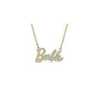 (Gold) Cute And Shiny Crystal Script Logo Necklace