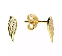 Gold CZ Angel Wing Stud Earrings 925 Sterling Silver, Jewellery Gift for Girls and Women, Gifts for Her, Birthday Gift, CZ Earrings