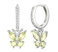 Gold Dangle Earrings for Women Girls Birthstone Olive Drop Earrings with Presentation Box (Olive Green)