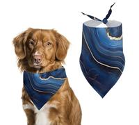 Gold Dark Blue Agate Print Funny Dog Bandanas Puppy Triangle Scarf Washable Bib for Small Medium Large Pet