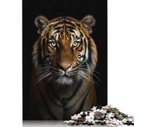 Gold Dark Tiger Puzzle Fun Premium Cardboard Jigsaw Puzzle for Adults Teen 1000pcs (75x50cm)
