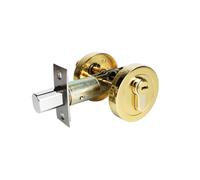 Gold Deadbolt Lock, Single Cylinder Door Lock with Keys Zinc Alloy Invisible Door Lock Round Deadbolt for Front Entrance Door Passage Doors