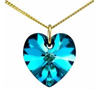 Gold December Birthstone Necklace Turquoise Pendant Chain With Sparkly Heart Crystal Jewellery for Girls Gift for Daughter Birthday, Women, Mum, Wife & Valentine’s 16 inch