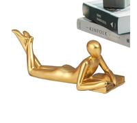 Gold Decor Thinker Statues, Modern Abstract Reading Figurine, Aesthetic Sculpture, Home Decor Accents, Resin Reader Ornament For Living Room