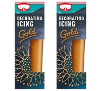Gold Decorating Icing 50g, Icing Tubes Pack Of 2, for Cake Writing, Detailed Decorating & Baking Projects, Easy-Squeeze Piping Tubes, Suitable for Vegetarians & Vegans
