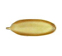 Gold Decorative Tray for Display, 40cm Leaf Shape Jewellery Dish, Large Antique Style Gold Display Plate for Jewellery Key Candle Holder(40cm)