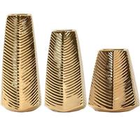 Gold Decorative Vase, Decorative Vase Ceramic Vase With Textured Pattern, Artificial Flowers Home Decor,Golden (Golden)