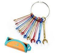 GOLD DEER 10-Piece Color Plated Mini Wrench Set - SAE 5/32"-7/16 Extra Slim Combination Open and Box End Spanners With Roll Pouch and Big Ring