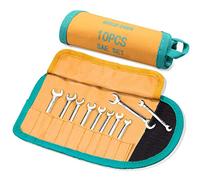 GOLD DEER 10 pieces mini double open-end spanner set, standard SAE 5/32 - 7/16 inch, extra narrow open-end spanner set with storage bag