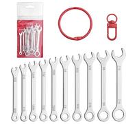GOLD DEER 10Pcs Ultra-Thin Standard SAE 5/32"-7/16" Mini Wrench Set Stainless Steel Combination Wrenches Open End and Box End Combination Wrench Ignition Wrenches with Circle Ring,Gate Clip in Pouch