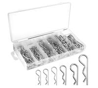GOLD DEER 150Pcs R-Clip Assortment Kit 6 Sizes Spring Fasteners Hitch Pin Heavy Duty Cotter Pins & Hitch Pins Clip Set with Spring Retaining Wire Hairpins for Automotive, Machinery, and DIY Projects