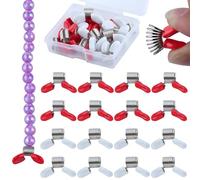 GOLD DEER 16Pcs Small Bead Clamp for Jewelry Making Spring Bead Clamps for Jewelry Making to Prevent Beads from Falling DIY Bracelets Necklaces,Red White
