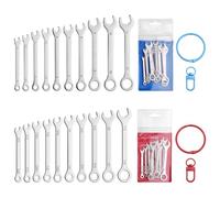 GOLD DEER 20Pcs Ultra-Thin Standard Metric and SAE 4mm-11mm & 5/32"-7/16" Mini Wrench Set Stainless Steel Open End and Box End Combination Wrench Set with Circle Ring,Gate Clip in Pouch
