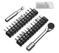 GOLD DEER 26-Piece Pro Ratcheting T-Handle Tool Set, Reversible Ratchet with 24 S2 Bits (T8-T40, PH, H, Y, Tri) Extension Bar & Magnetic Bit Holder, Compact Bike Repair Kit for Road/MTB